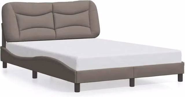 Letto matrimoniale | Letto per adulti | Giroletto senza Materasso Hvar Tortora 140x200 cm in Tessuto