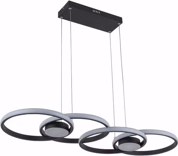 Lampada a sospensione Reality Leuchten Audia a anelli LED nera con altezza regolabile