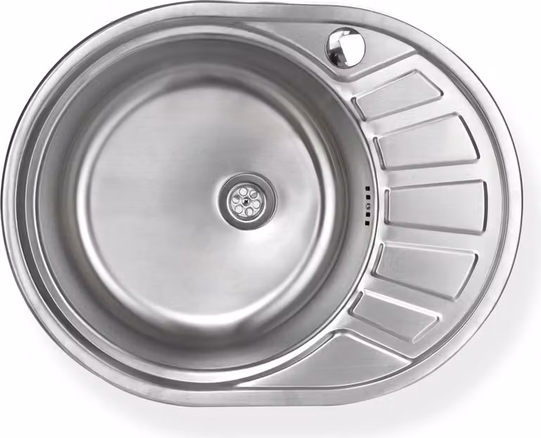 Lavello in acciaio inox "Calypso SL" - Lavello da incasso rotondo con sgocciolatoio sul lato destro
