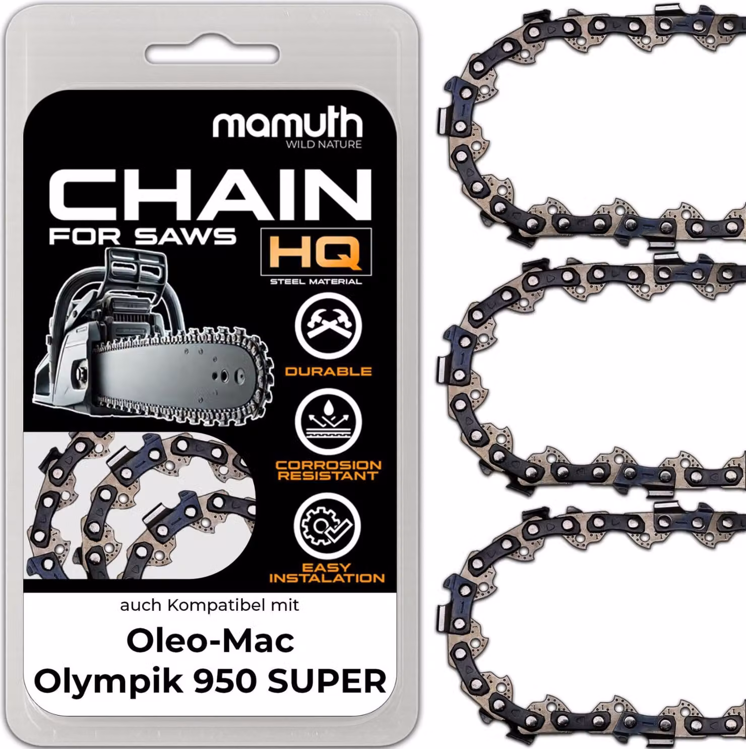 3x catena per motosega 40 cm 1,5 mm 0,325" 66 TG per Oleo-Mac Olympik 950 SUPER