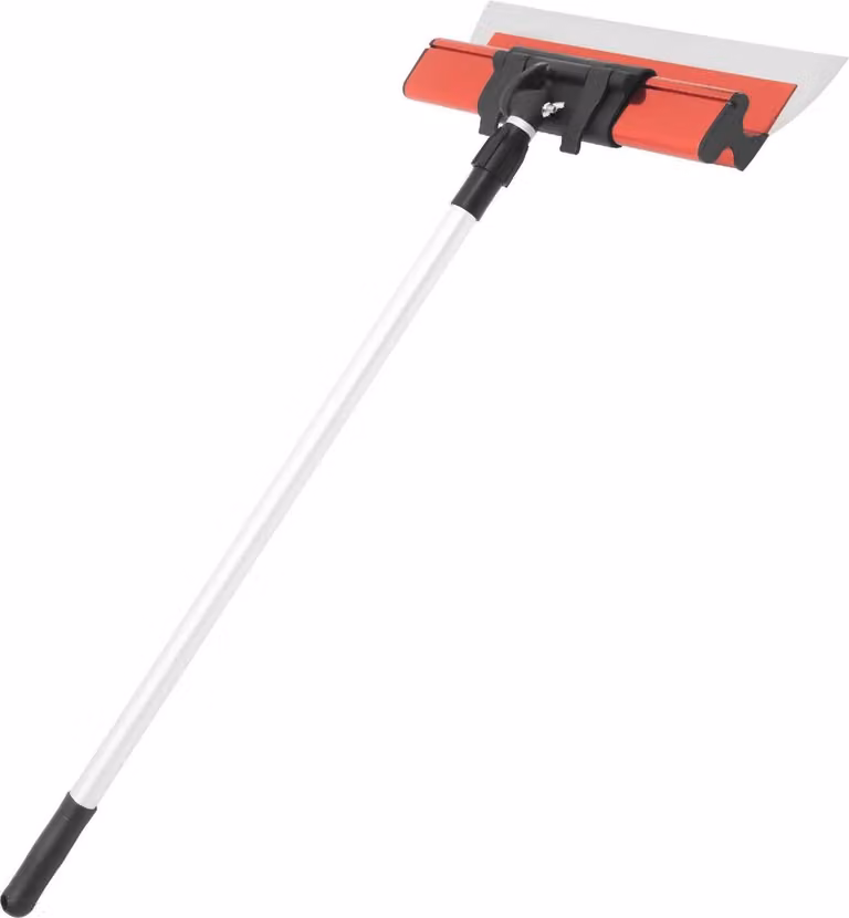Spatola lisciatrice per cartongesso e intonaco - Set di lame Skimming - Lame da 35/60/80 cm - Acciaio inossidabile 0,4 mm - Manico telescopico 87–156 cm - Argento/Rosso