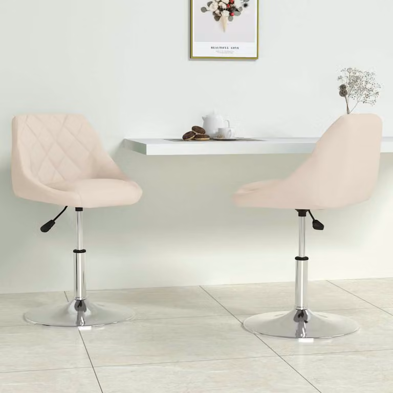 Set di 2 sedie da pranzo girevoli vidaXL in velluto beige per cucina e sala da pranzo