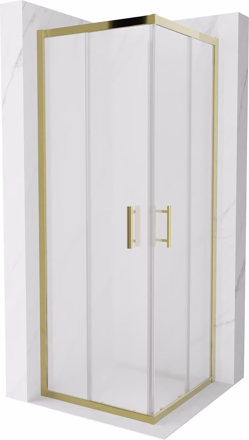 Mexen Rio cabina doccia quadrata 70 x 70 cm, ghiacciata, oro - 860-070-070-50-30