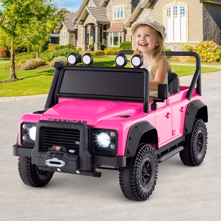 Auto elettrica Land Rover Costway per bambini 12V con telecomando per genitori, colore rosa