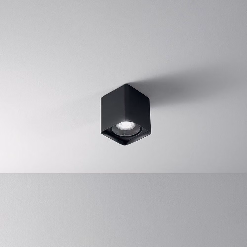 Plafoniera Moderna Brick Metallo Grafite Vetro 1 Luce Gu10