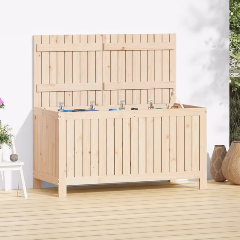vidaXL Contenitore da Giardino in Legno di Pino Massello, Colore Marrone/Beige, L 121 x P 55 x H 64 cm