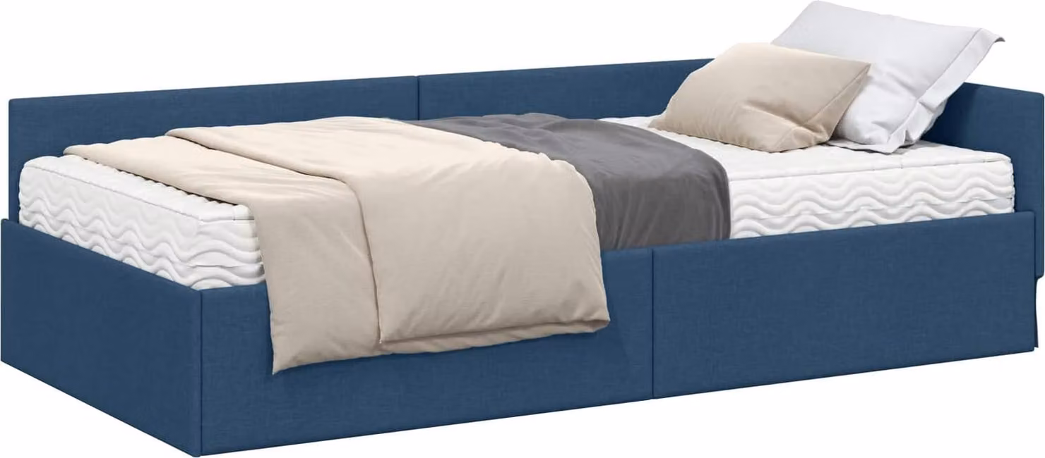 Struttura Letto Angolare con Materasso Altro 2 pcs Blu Tessuto