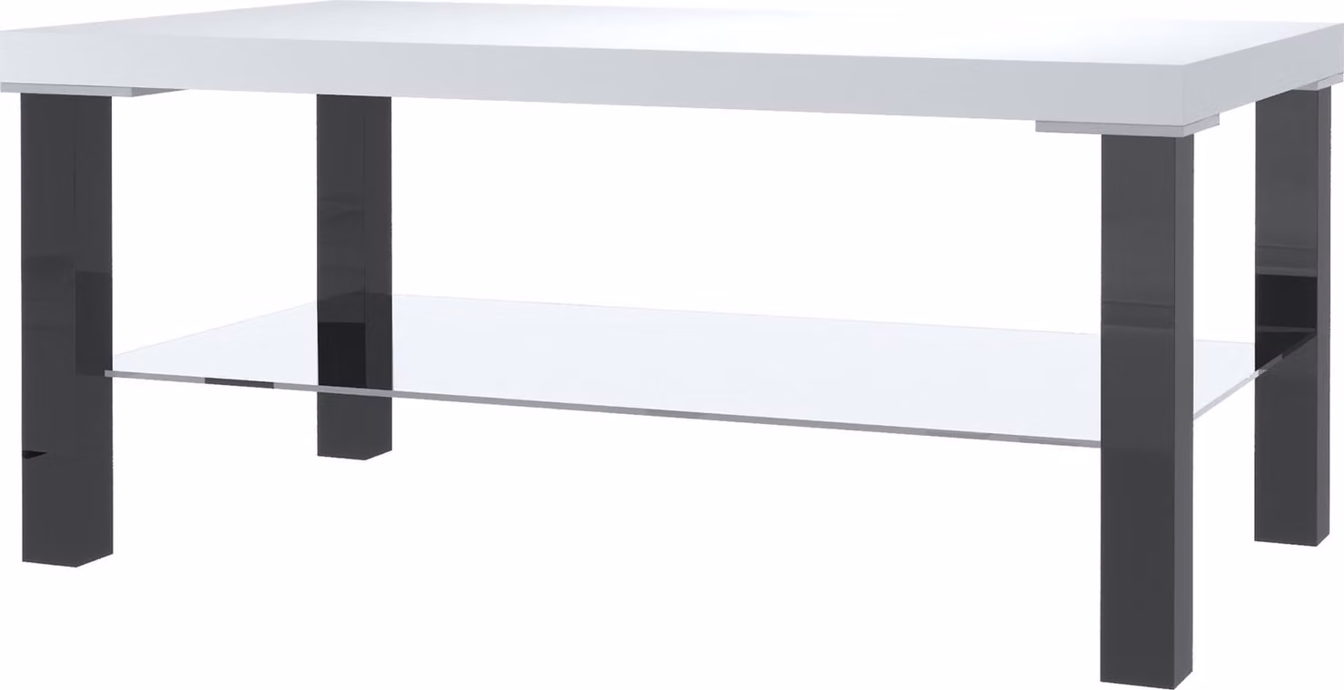 Tavolino BELINI Tavolo da soggiorno Tavolino da salotto Tavolo da divano con ripiano per soggiorno Ufficio 90 x 45 cm (nero / bianco)