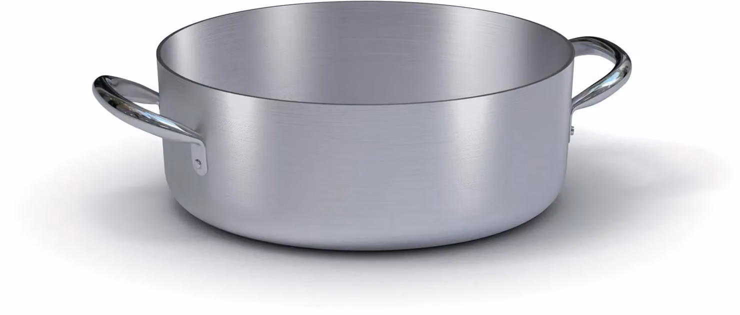 Casseruola bassa in alluminio con maniglie in acciaio inox, spessore 3 mm, diam. 60cm