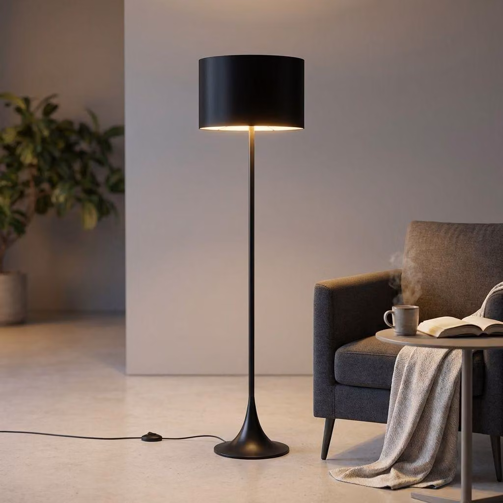 Milani Home - lampada a stelo in metallo, nero, 52 x 52 x 50 cm