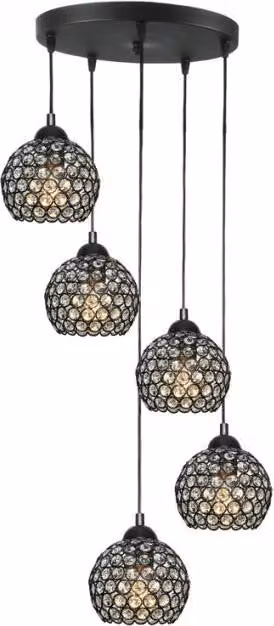Lampada Da Soffitto Nera In Vetro E27 Led Klaudia 13-729