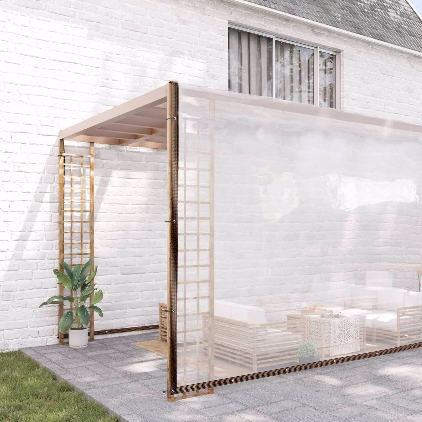Copertura per piante traslucida vidaXL in plastica con profili in alluminio 10 x 12 m