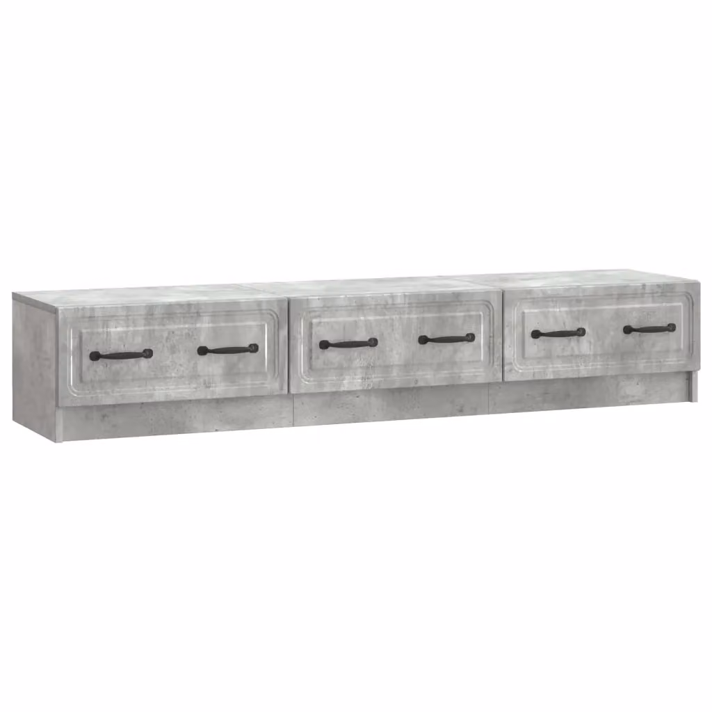 Mobile TV moderno con cassetto in finitura grigio cemento e legno L: 147 cm, P: 34,5 cm, H: 27 cm – 2