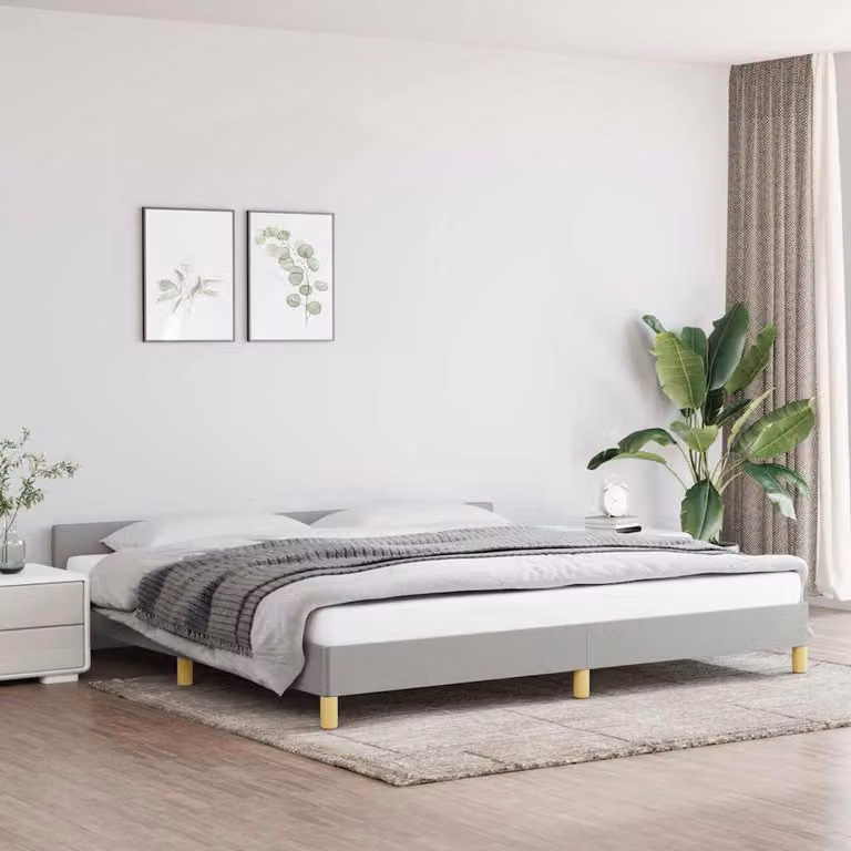 vidaXL Giroletto senza Materasso Grigio Chiaro con Struttura in Legno e Tessuto 200x200 cm