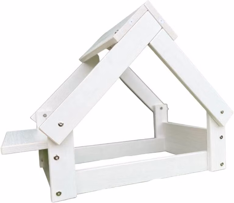 Nicchia per animali, colore Bianco, Letto in legno naturale 2 supporti per ciotola. 76x44x55cm