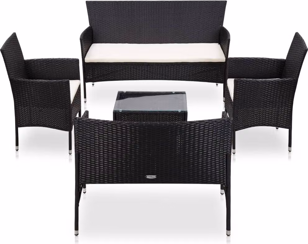 Maison Exclusive - Set da giardino da 5 pezzi con cuscini in rattan sintetico nero