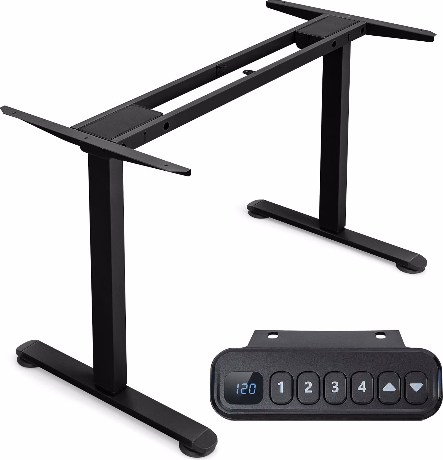 Telaio per scrivania a doppio motore COSTWAY regolabile in altezza 25 mm/s con protezione anticollisione e funzione di memoria, telaio per scrivania in piedi 50dB, capacità di carico 100 kg nero