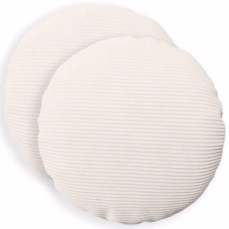 Set di 2 federe rotonde vidaXL HEERLEN in velluto a coste color crema, Ø 30 cm