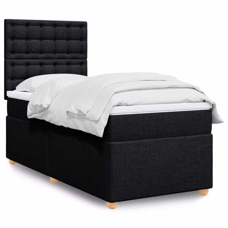 vidaXL Giroletto a Molle Ibrido con Materasso in Tessuto Nero L/P/H: 200 x 80 x 150,5 cm