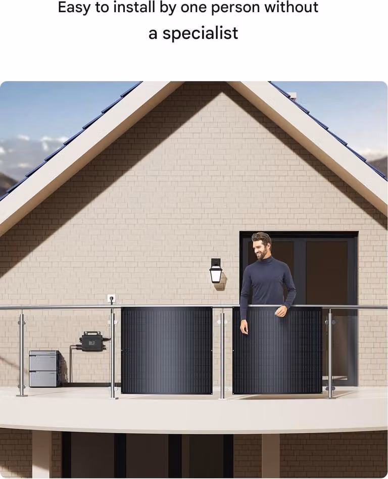 Kit pannelli solari per balcone da 240W per pannello - Micro-inverter da 800W - Potenza totale di 960W - Pannelli monocristallini flessibili