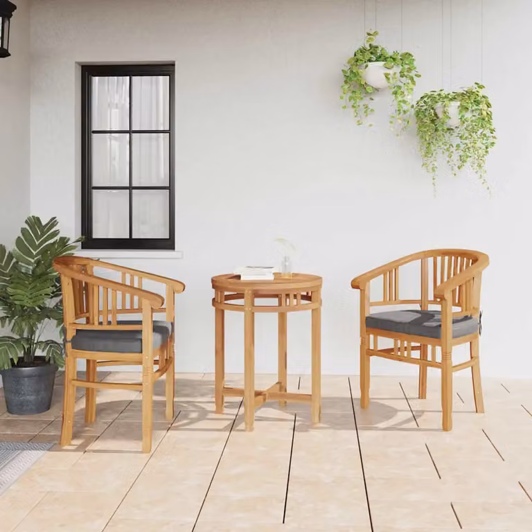 Set di 2 sedie da giardino vidaXL in legno di teak massiccio marrone con braccioli