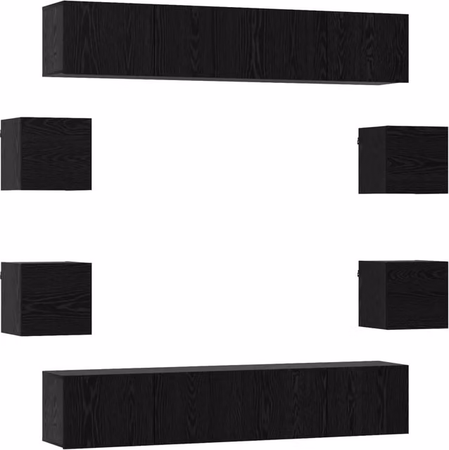 Set mobile TV 8 pz | Armadietto TV | Mobile Porta TV 80 x 30 x 30 cm Rovere Nero