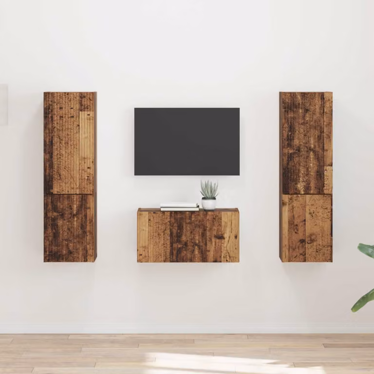 Set mobile TV moderno vidaXL in legno marrone da 5 pezzi con vani multimediali