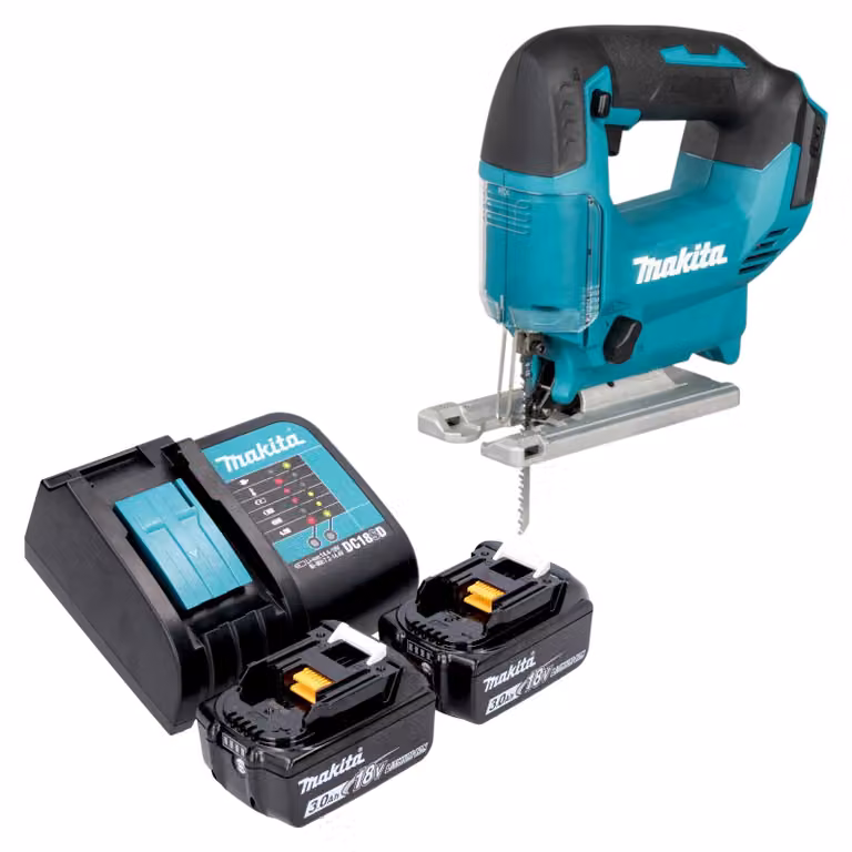 Seghetto alternativo a batteria Makita DJV 186 SF 18 V + 2 batterie da 3,0 Ah + caricabatterie