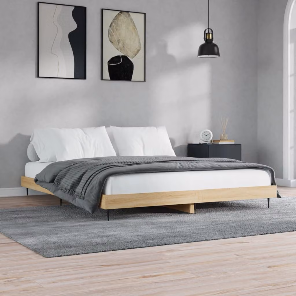 Giroletto senza materasso vidaXL in rovere sonoma e bianco, L/P/H: 120 x 200 x 20 cm