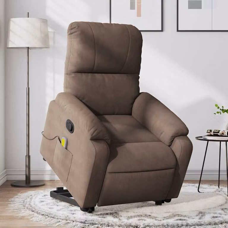 vidaXL Poltrona Alzapersona Reclinante con Assistenza Elettrica in Microfibra Marrone
