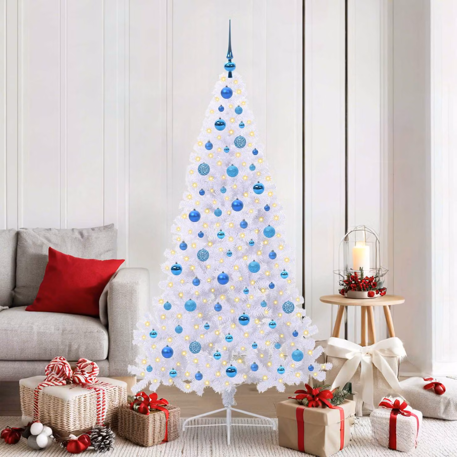 vidaXL Albero di Natale artificiale Bianco 180 cm PVC e Acciaio