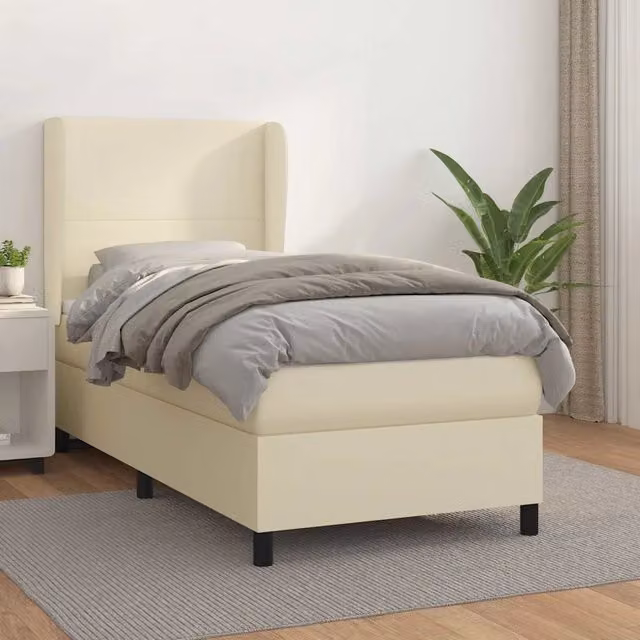 Giroletto a Molle con Materasso Crema 90x190 cm in Similpelle 3128885