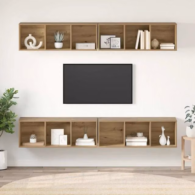 Set mobile TV 4 pz Rovere artigianale Legno ingegnerizzato 3393536
