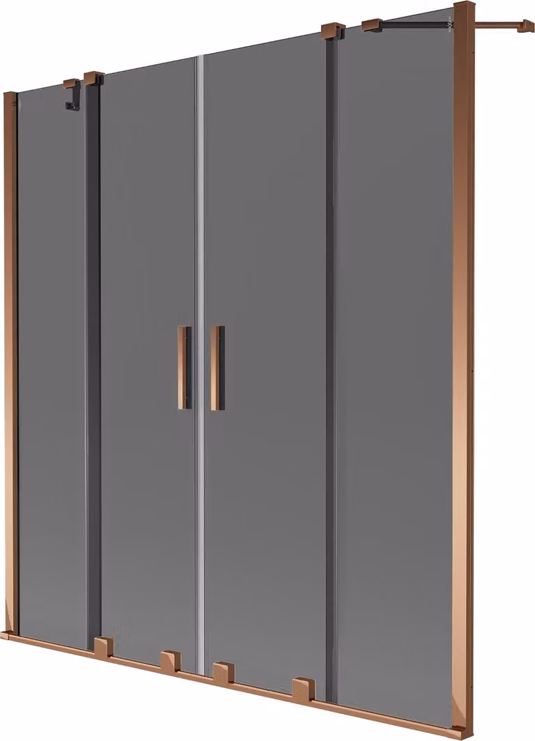 Mexen Velar Duo paratia per vasca da bagno scorrevole a 2 ante 160 x 150 cm, grafite, oro rosa - 896-160-000-42-60