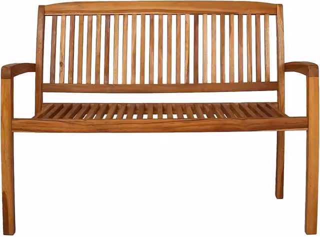 Panchina da giardino impilabile a 2 posti in legno di teak marrone L: 120 cm, P: 57,5 cm, H: 90 cm
