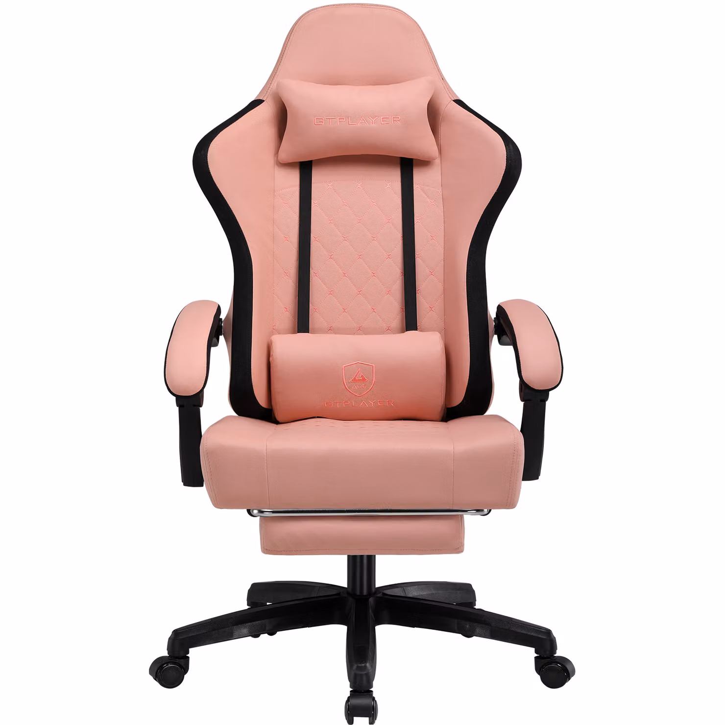 LUCKRACER Sedia da gioco con poggiapiedi Sedia da ufficio ergonomica con cuscino lombare regolabile, sedia da gioco con poggiatesta, altezza regolabile arancione