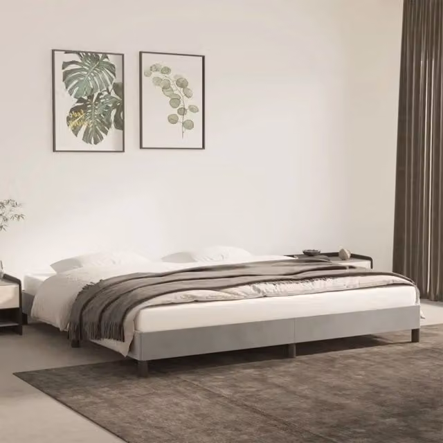 Struttura Letto Giroletto Design Mania in Velluto Grigio Chiaro L/P: 200 x 200 cm