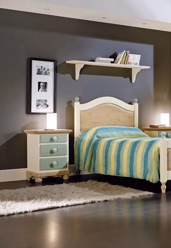 Comodino Arte Povera Mobili 2G con 3 cassetti in legno stile shabby verde e miele L: 50 cm, P: 38 cm, H: 65 cm – 2