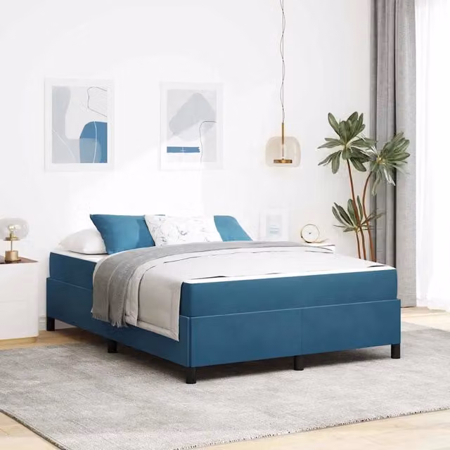 Struttura del letto imbottita vidaXL in tessuto blu, L: 140 cm, P: 200 cm, H: 203 cm