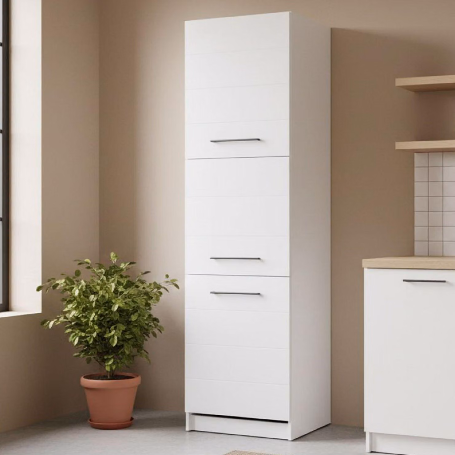 Falmentaa - Dispensa da Cucina, 60x58x215h cm Bianco, 5 Ripiani
