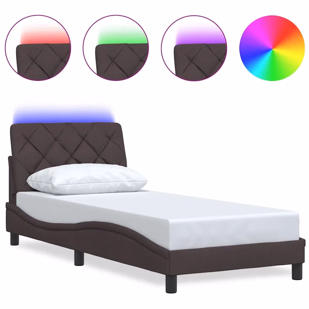 Giroletto vidaXL moderno con illuminazione LED sottostante e porta di ricarica USB, Marrone, L/P/H: 90 x 200 cm – 2