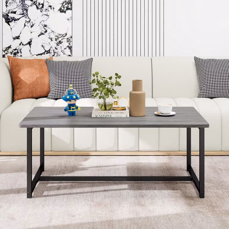 Solidchoice - Tavolino da caffè vintage con spazio contenitore e struttura in metallo