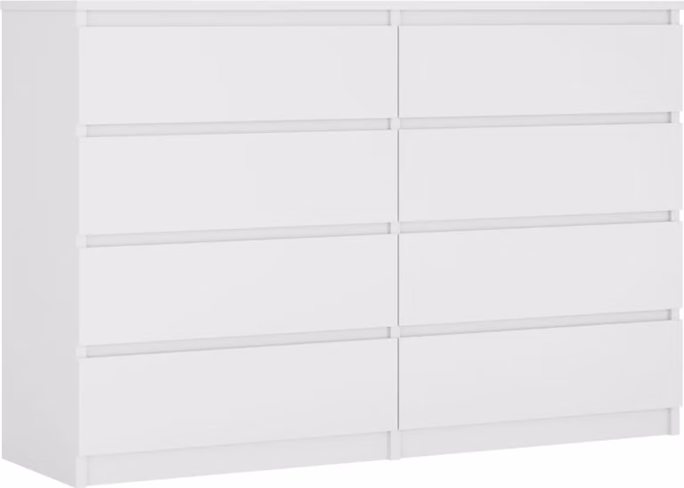 Cassettiera 8 cassetti, bianco opaco, 138 x 101 x 39 cm