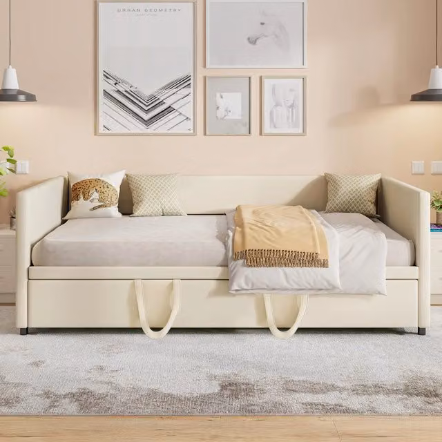 Divano‑letto multifunzione crema in velluto, meccanismo con ruote, montaggio veloce, divano trasformabile per appartamento