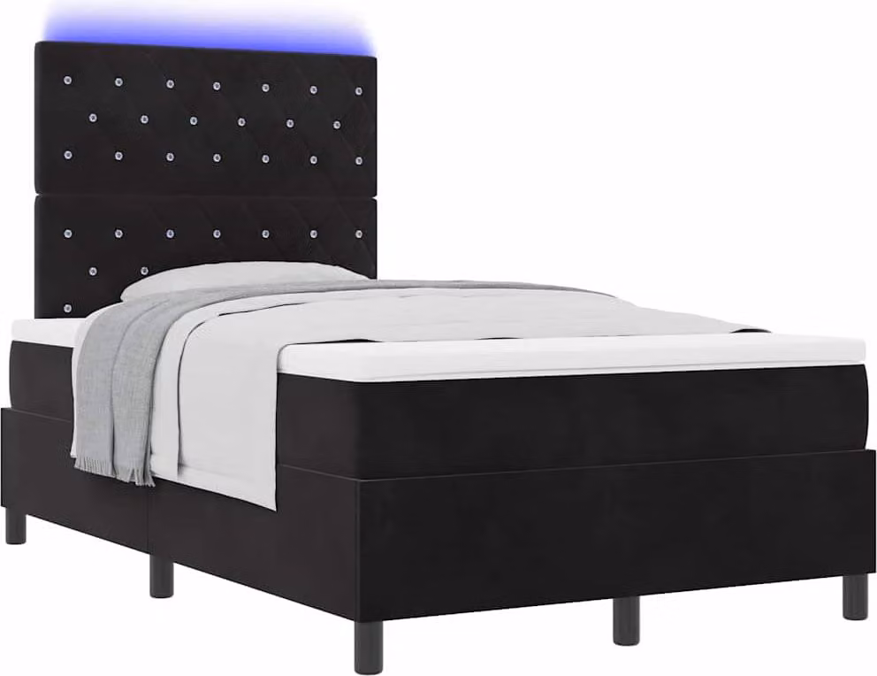 SYFAX™ Letto a Sorgente LED con materasso Nero 120 x 190 cm Tessuto