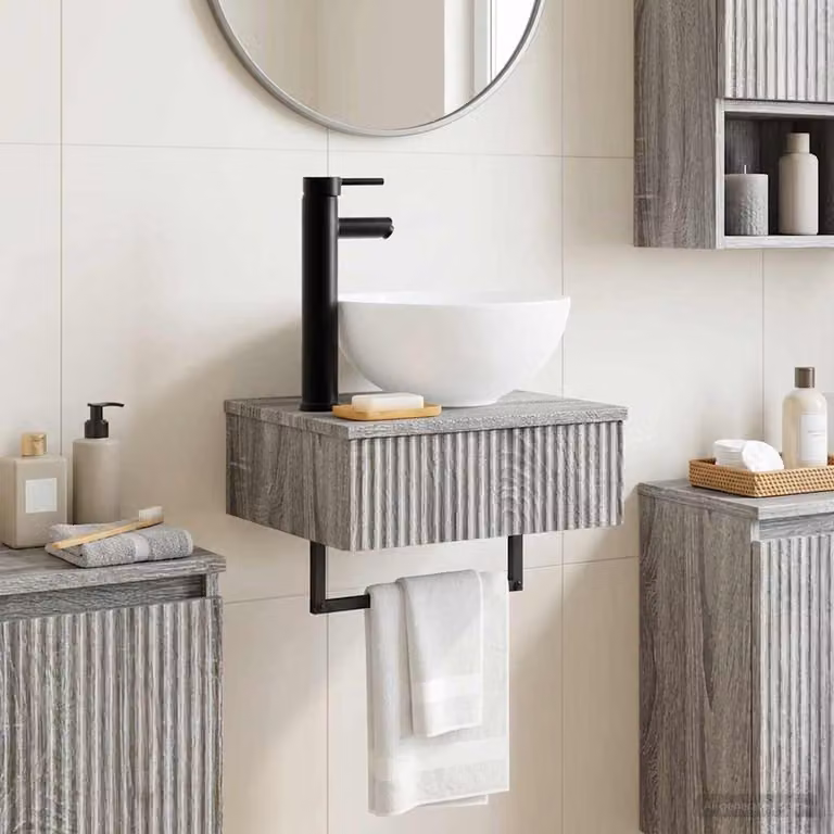 Lavabo da parete vidaXL Sonoma grigio L 40 cm x P 35 cm x H 39 cm
