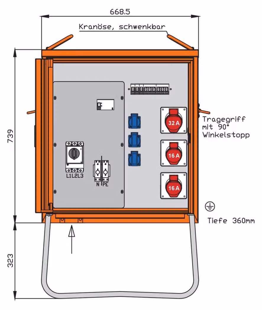 Scatola di distribuzione 22kVA - Quadro 22kVA 32A WV0270R1