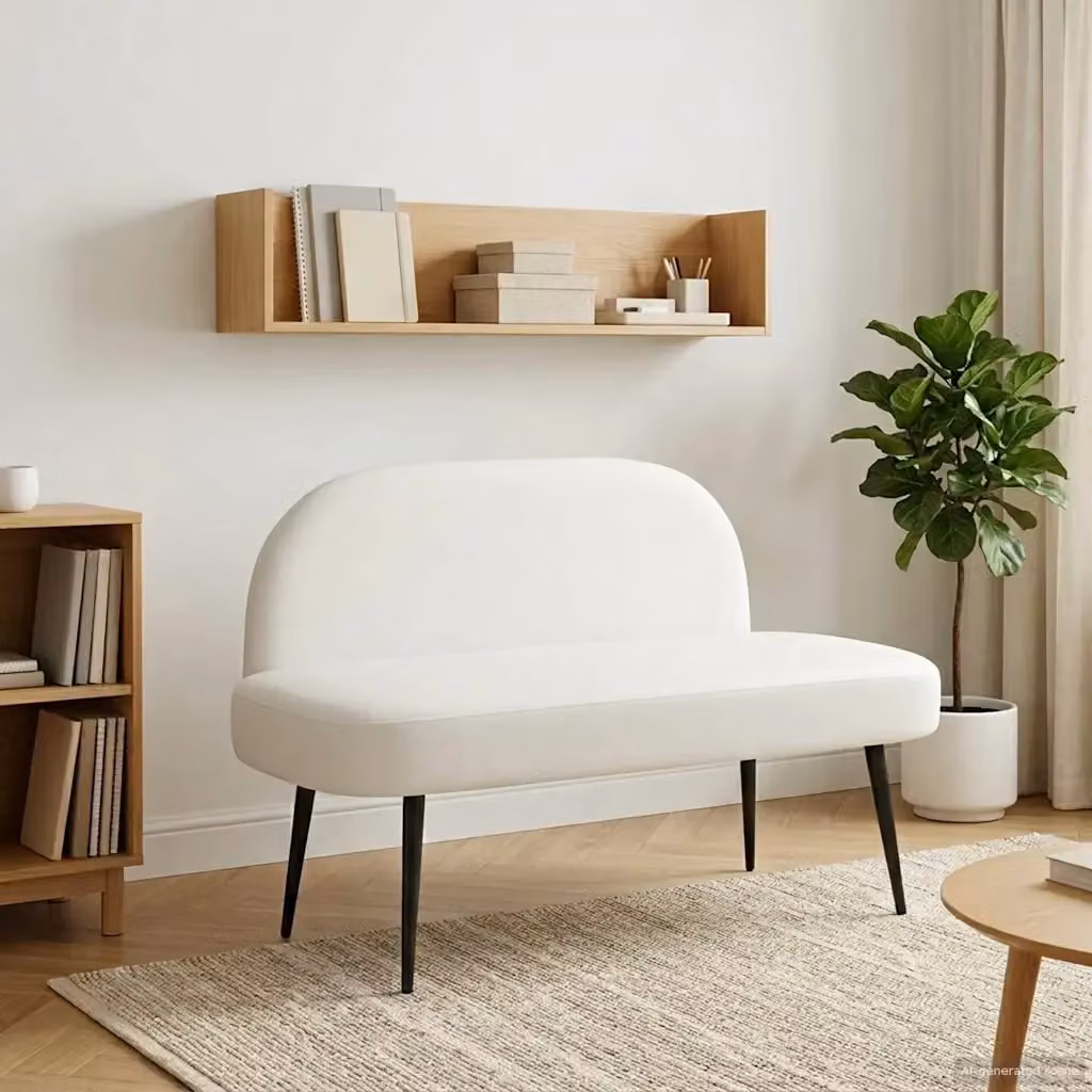 Panchina imbottita con schienale bianca in ecopelle DESIGN IN L/P/H: 110 x 60 x 76 cm CFW4979782 – 2