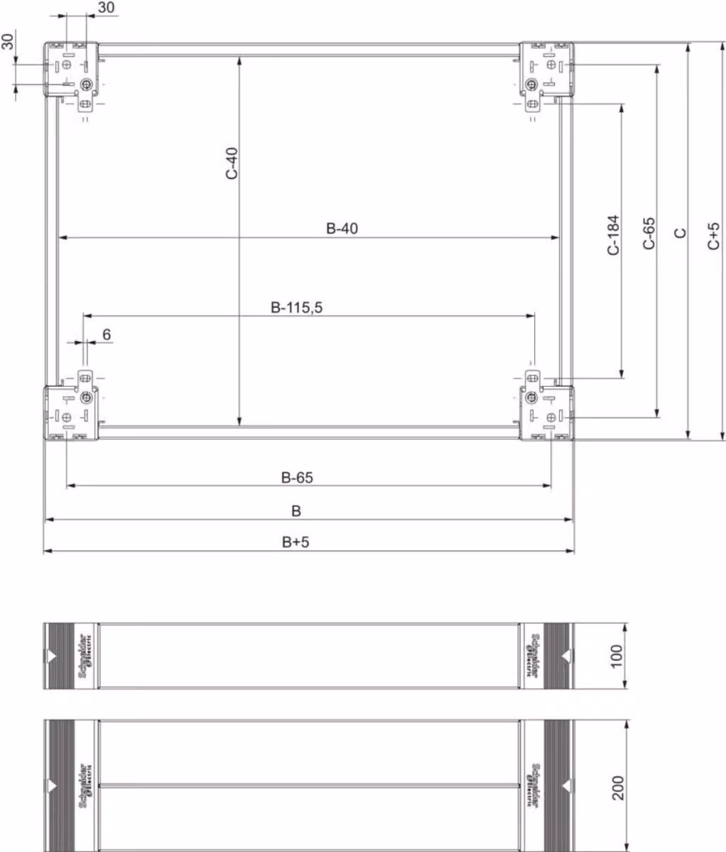 Schneider Electric base 100mm D=600mm, pannelli laterali NSYSPS6100
