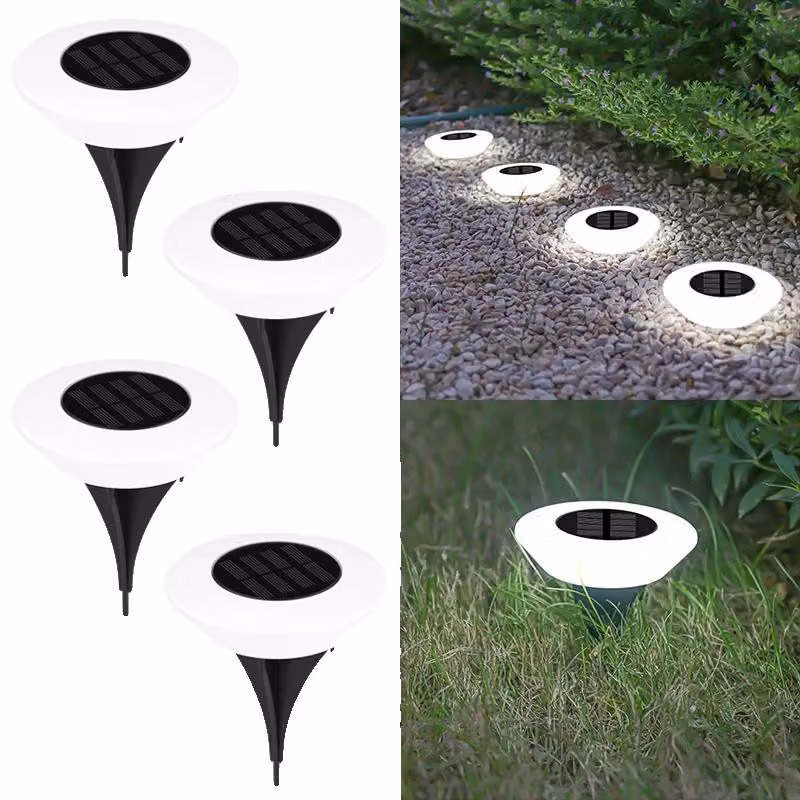 Luci solari da esterno, design impermeabile, funzione di accensione/spegnimento automatica, luce bianca, confezione da 4 pezzi